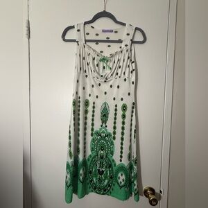 Green Paisley Print Sleeveless Women's dress